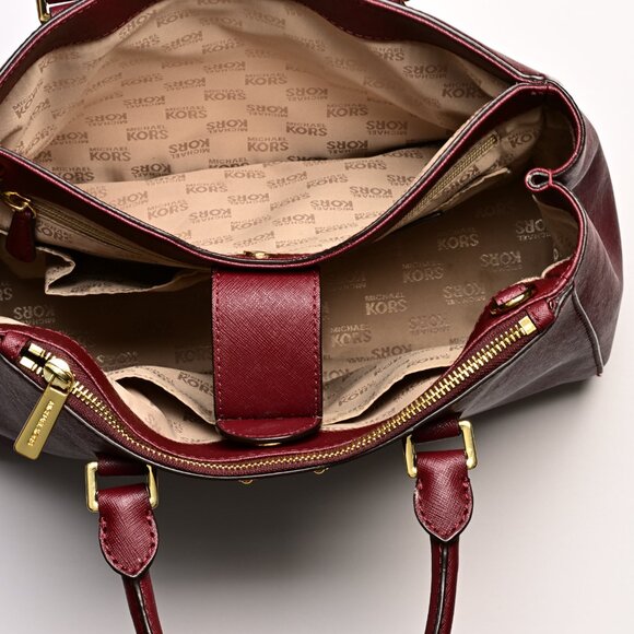 Michael Kors Kellen Medium Burgundy /Merlot Handbag - Picture 10 of 11